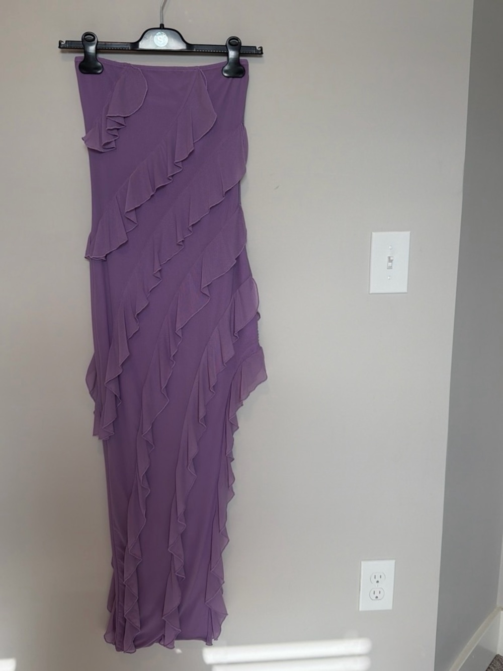 High-Low Ruffle Maxi Dress in Purple - Women's Evening Dress
